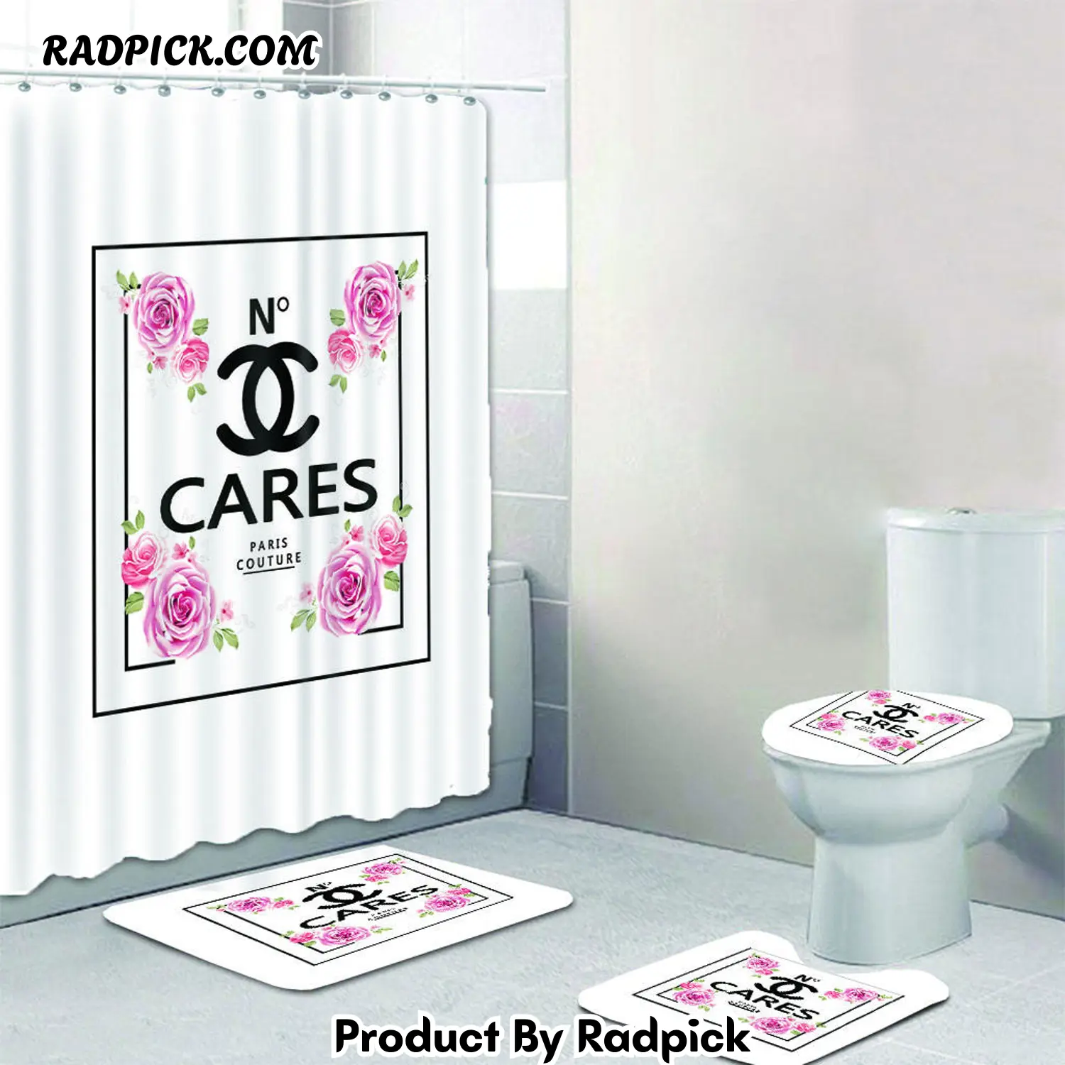 Chanel shower curtain cares flowers luxury bath mat sets shower curtain  rp3871138.png